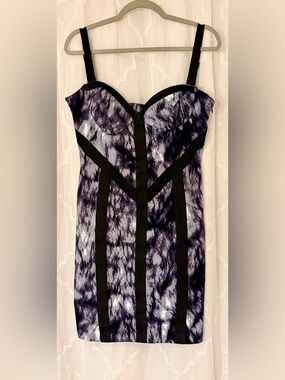 Kardashian Kollection Purple Black Tie Dye Bodycon Dress | Large 💜🖤
